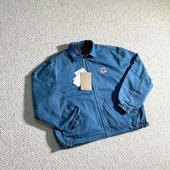 Carhartt WIP Reversible Denim Jacket Blue Workwear And Striped Print - Picture 2 of 6